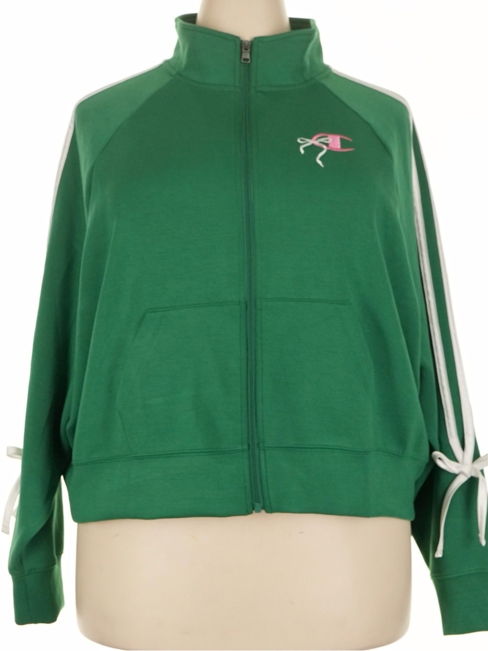 Champion Green Zip-Up Track Jacket With Bows